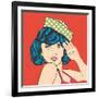 Cute Retro Woman in Comics Style-Eva Andreea-Framed Art Print