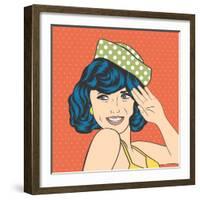 Cute Retro Woman in Comics Style-Eva Andreea-Framed Art Print