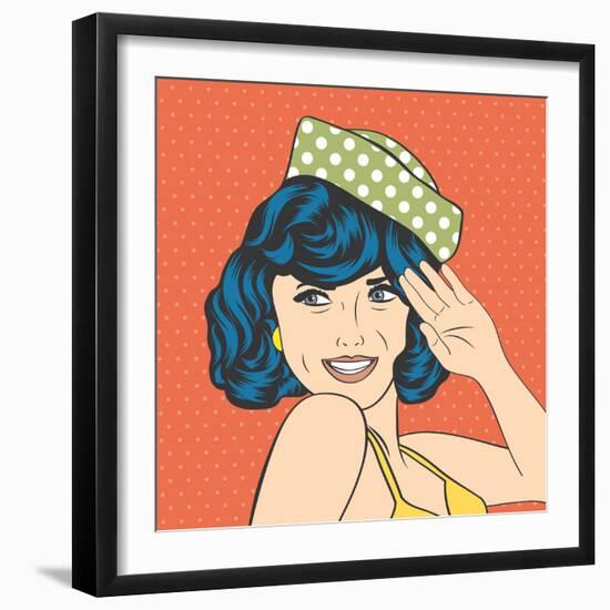 Cute Retro Woman in Comics Style-Eva Andreea-Framed Art Print