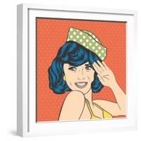 Cute Retro Woman in Comics Style-Eva Andreea-Framed Art Print