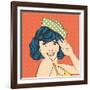 Cute Retro Woman in Comics Style-Eva Andreea-Framed Art Print