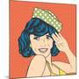 Cute Retro Woman in Comics Style-Eva Andreea-Mounted Art Print