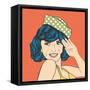 Cute Retro Woman in Comics Style-Eva Andreea-Framed Stretched Canvas