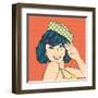 Cute Retro Woman in Comics Style-Eva Andreea-Framed Art Print