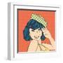 Cute Retro Woman in Comics Style-Eva Andreea-Framed Art Print