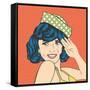 Cute Retro Woman in Comics Style-Eva Andreea-Framed Stretched Canvas