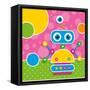 Cute Robot Greeting Card-Jelena Z-Framed Stretched Canvas