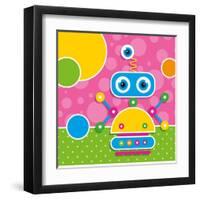 Cute Robot Greeting Card-Jelena Z-Framed Art Print