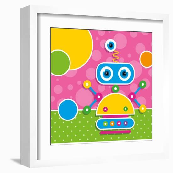 Cute Robot Greeting Card-Jelena Z-Framed Art Print