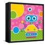 Cute Robot Greeting Card-Jelena Z-Framed Stretched Canvas