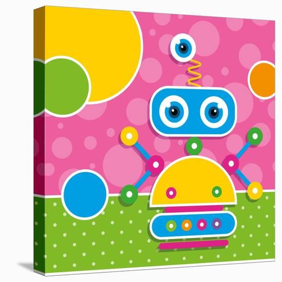 Cute Robot Greeting Card-Jelena Z-Stretched Canvas