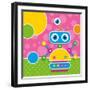 Cute Robot Greeting Card-Jelena Z-Framed Art Print