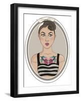 Cute Rockabilly Style Fashion Girl-cherry blossom girl-Framed Art Print