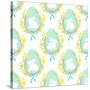 Cute Rustic Hand Drawn Easter Seamless Pattern with Wreath of Spring Flowers, Egg and Bunny for You-Cute Designs-Stretched Canvas