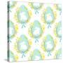 Cute Rustic Hand Drawn Easter Seamless Pattern with Wreath of Spring Flowers, Egg and Bunny for You-Cute Designs-Stretched Canvas