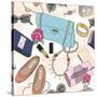 Cute Seamless Fashion Pattern for Girls or Woman-cherry blossom girl-Stretched Canvas