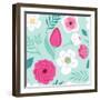 Cute Seamless Hand Drawn Spring Pattern with Primitive Rustic Flowers and Leaves-Cute Designs-Framed Art Print