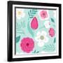 Cute Seamless Hand Drawn Spring Pattern with Primitive Rustic Flowers and Leaves-Cute Designs-Framed Art Print