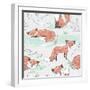 Cute Seamless Pattern with Little Foxes.-cherry blossom girl-Framed Art Print