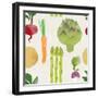Cute Seamless Vegetable Pattern on Paper Background. Fruity Patterns Collection-Irtsya-Framed Art Print