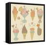 Cute Set of Eight Tasty Ice-Creams.-smilewithjul-Framed Stretched Canvas