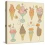 Cute Set of Eight Tasty Ice-Creams.-smilewithjul-Stretched Canvas