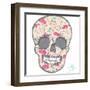 Cute Skull with Floral Pattern. Skull from Flowers.-cherry blossom girl-Framed Art Print