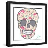 Cute Skull with Floral Pattern. Skull from Flowers.-cherry blossom girl-Framed Art Print