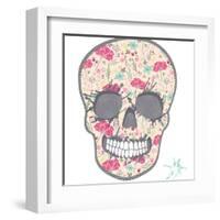 Cute Skull with Floral Pattern. Skull from Flowers.-cherry blossom girl-Framed Art Print