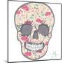 Cute Skull with Floral Pattern. Skull from Flowers.-cherry blossom girl-Mounted Art Print