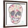 Cute Skull with Floral Pattern. Skull from Flowers.-cherry blossom girl-Framed Art Print