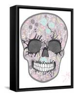 Cute Skull with Floral Pattern. Skull from Flowers-cherry blossom girl-Framed Stretched Canvas