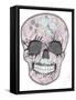 Cute Skull with Floral Pattern. Skull from Flowers-cherry blossom girl-Framed Stretched Canvas