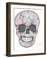 Cute Skull with Floral Pattern. Skull from Flowers-cherry blossom girl-Framed Art Print