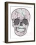 Cute Skull with Floral Pattern. Skull from Flowers-cherry blossom girl-Framed Art Print