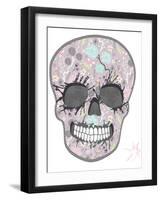 Cute Skull with Floral Pattern. Skull from Flowers-cherry blossom girl-Framed Art Print