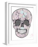 Cute Skull with Floral Pattern. Skull from Flowers-cherry blossom girl-Framed Art Print