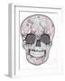 Cute Skull with Floral Pattern. Skull from Flowers-cherry blossom girl-Framed Art Print