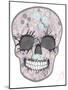 Cute Skull with Floral Pattern. Skull from Flowers-cherry blossom girl-Mounted Art Print