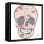Cute Skull with Floral Pattern. Skull from Flowers.-cherry blossom girl-Framed Stretched Canvas