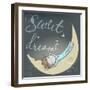 Cute Sleeping Girl on the Moon-Elena Barenbaum-Framed Art Print