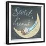 Cute Sleeping Girl on the Moon-Elena Barenbaum-Framed Art Print