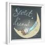 Cute Sleeping Girl on the Moon-Elena Barenbaum-Framed Art Print