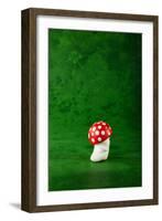 Cute Small Mushroom, Green Background-zveiger-Framed Photographic Print