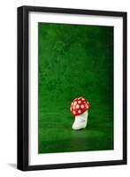 Cute Small Mushroom, Green Background-zveiger-Framed Photographic Print