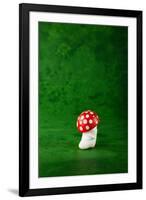 Cute Small Mushroom, Green Background-zveiger-Framed Photographic Print