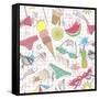 Cute Summer Abstract Pattern-cherry blossom girl-Framed Stretched Canvas