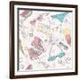 Cute Summer Abstract Pattern-cherry blossom girl-Framed Art Print