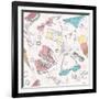 Cute Summer Abstract Pattern-cherry blossom girl-Framed Art Print