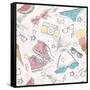 Cute Summer Abstract Pattern-cherry blossom girl-Framed Stretched Canvas
